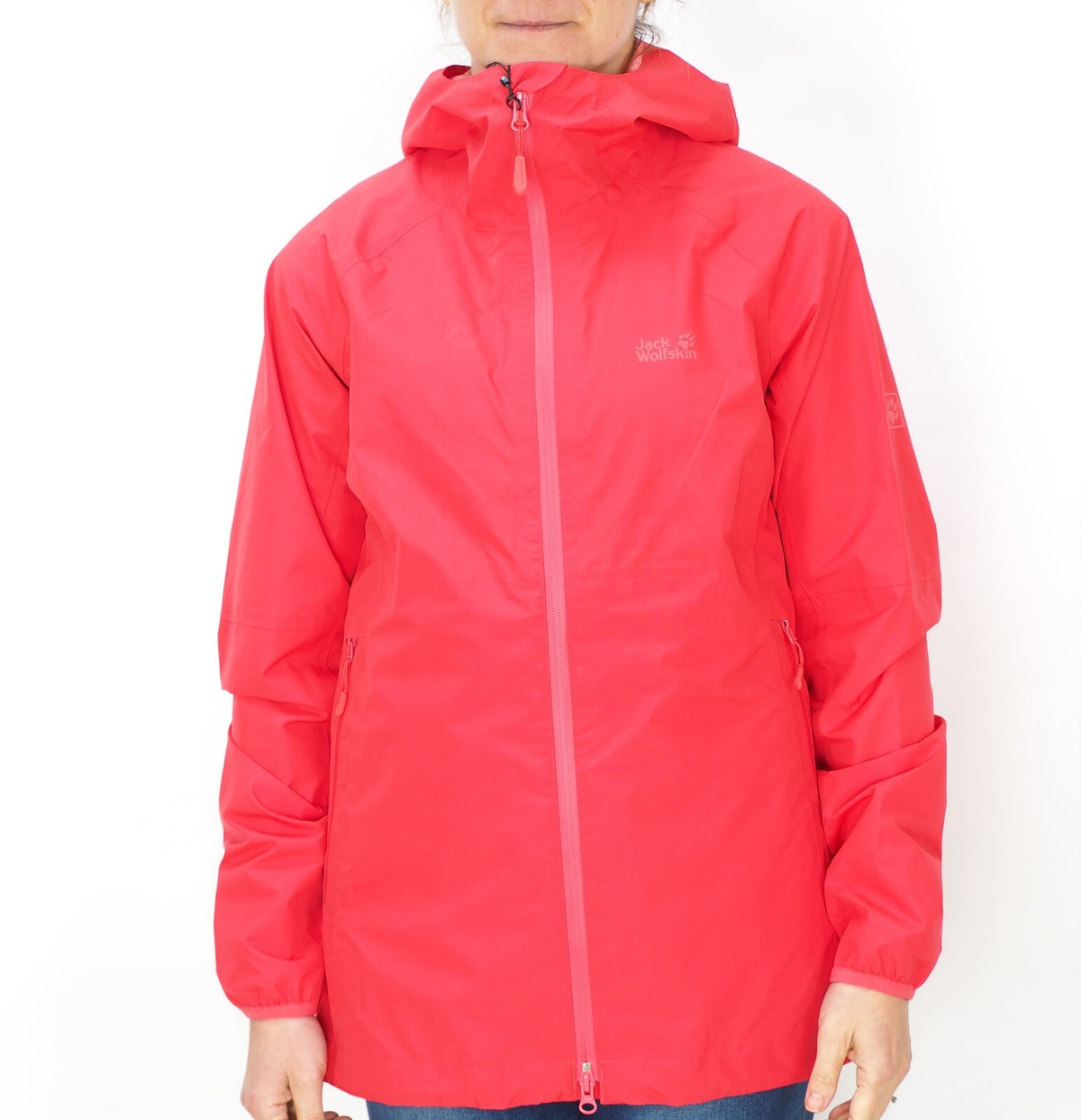 Womens Jack Wolfskin Barstow Trail 5016661 Tulip Red Zip Up Hooded Hiking Jacket