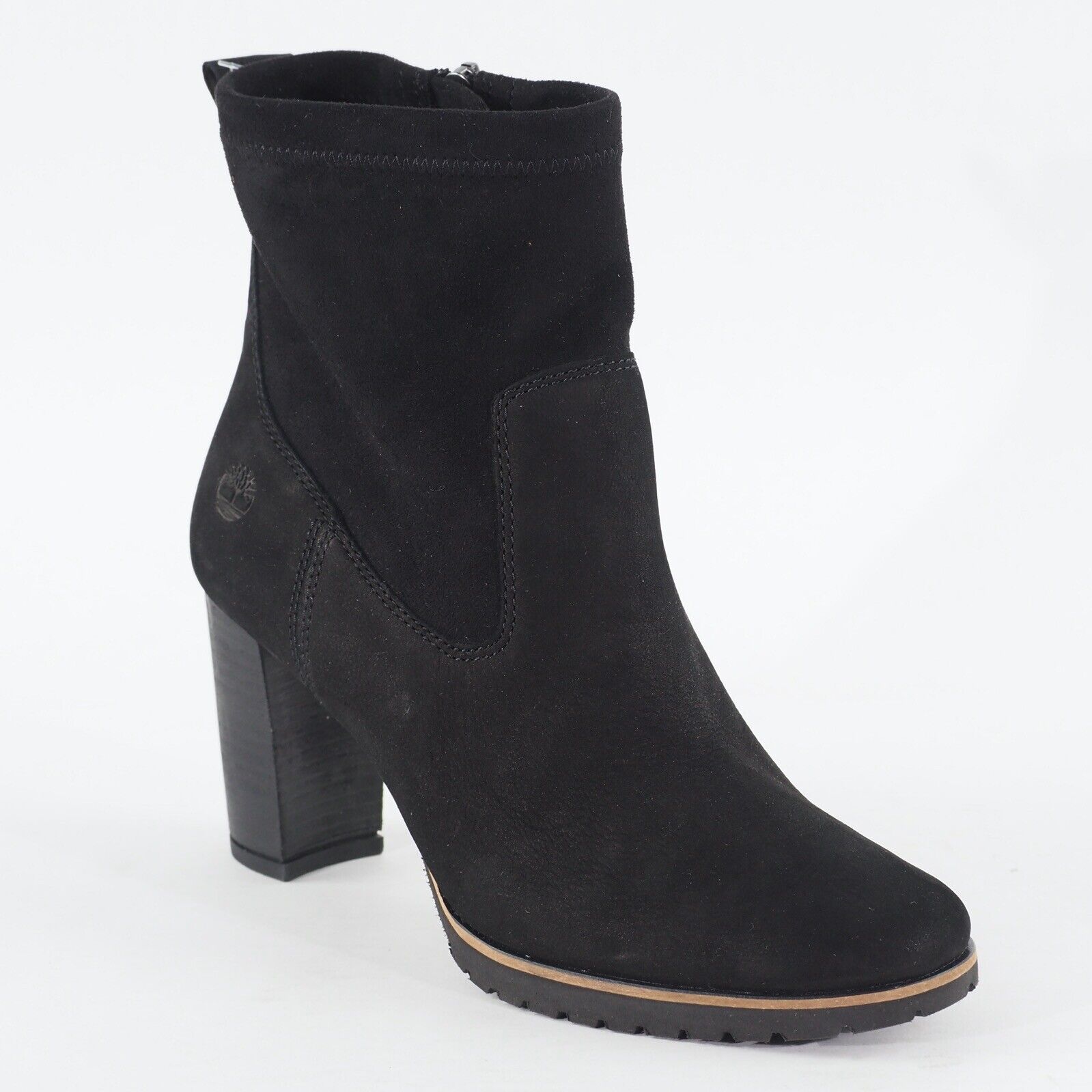 Womens Timberland Leslie Anne A23H5 Black Nubuck Side Zip Casual Heeled Boots