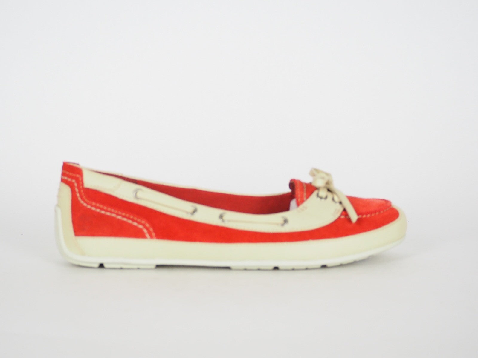 Womens Timberland EK Boothbay 3912R Red Suede Leather Slip On Boat Shoes