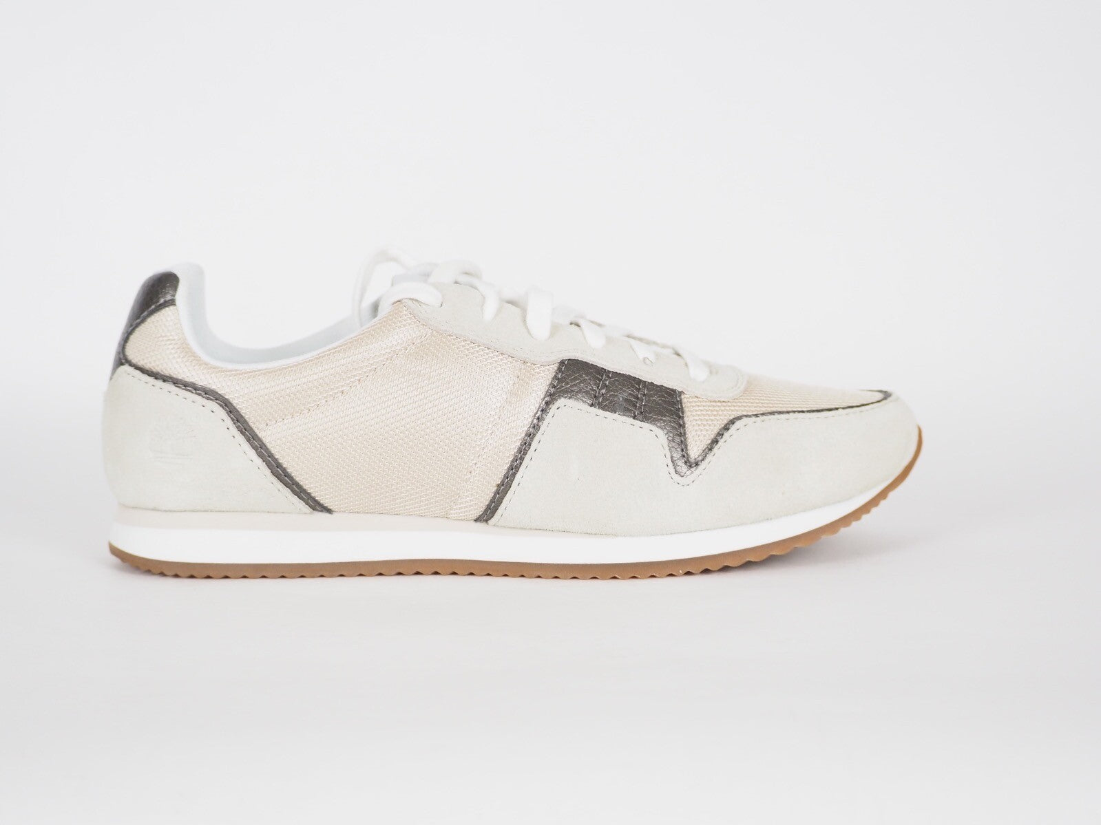 Womens Timberland Retro Runner A1G5J Beige Leather Lace Up Casual Low Trainers