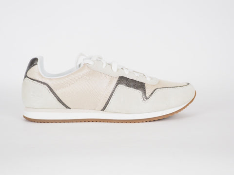 Womens Timberland Retro Runner A1G5J Beige Leather Lace Up Casual Low Trainers