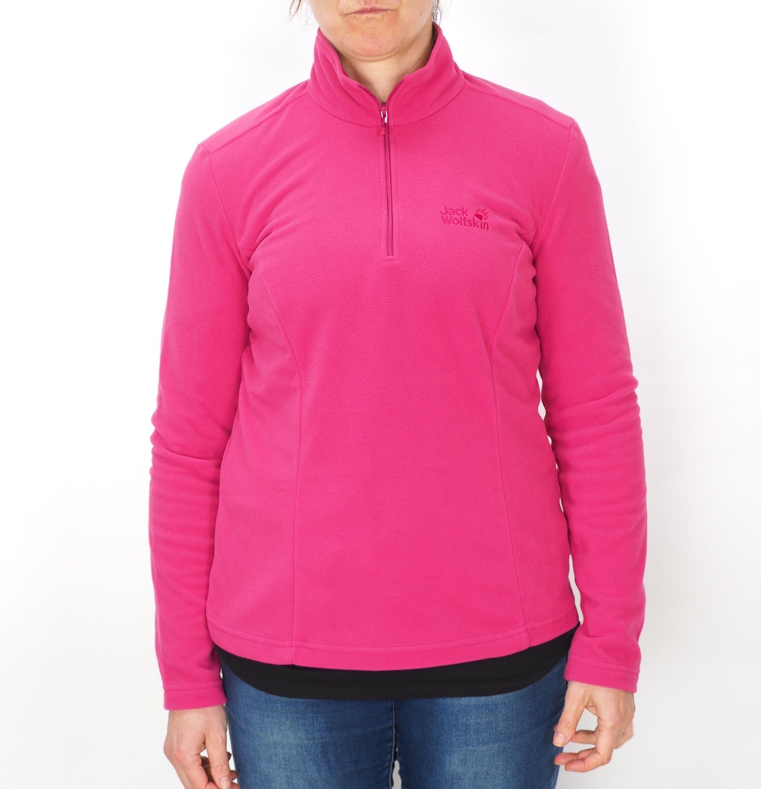 Womens Jack Wolfskin Gecko 17553 Azalea Red Half Zip Pullover Fleece Sweatshirt