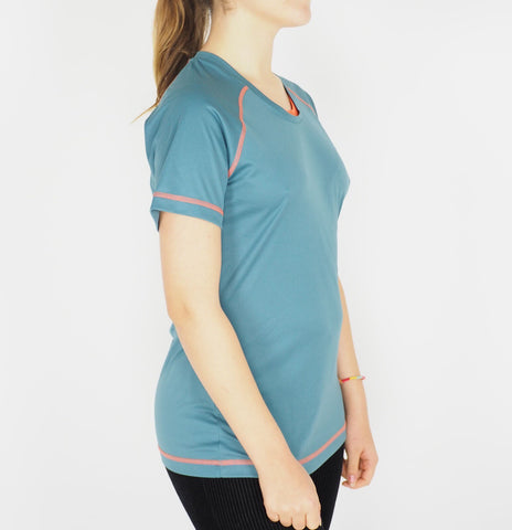 Womens Jack Wolfskin Rock Chill 1804501 Dark Coral Green Casual Sports T Shirt