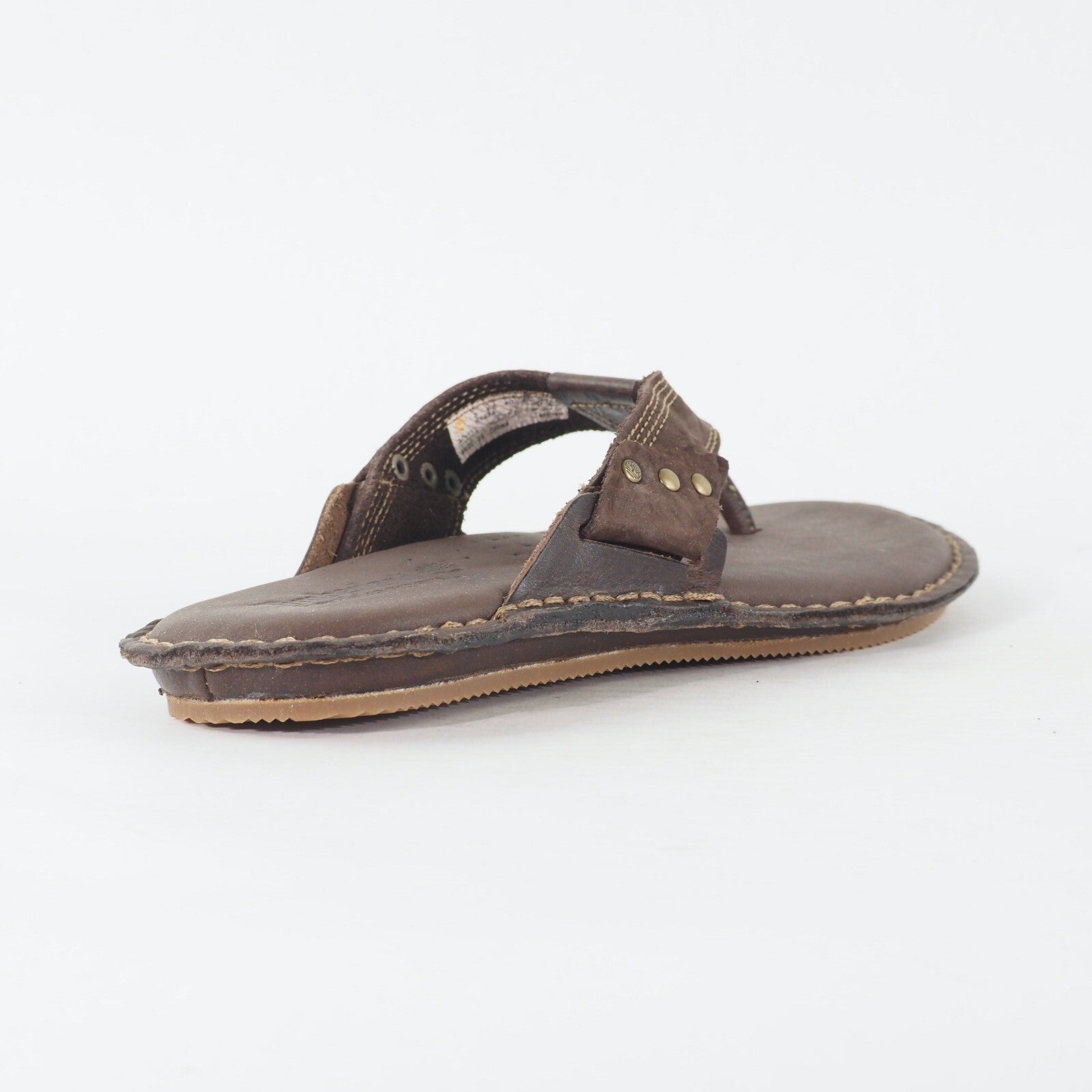 Mens Timberland EK Handcraft 5143A Dark Brown Leather Thong Casual Flip Flop
