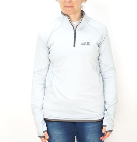 Womens Jack Wolfskin Sutherland Shirt 1702641 Grey Haze Half Zip Light Pullover