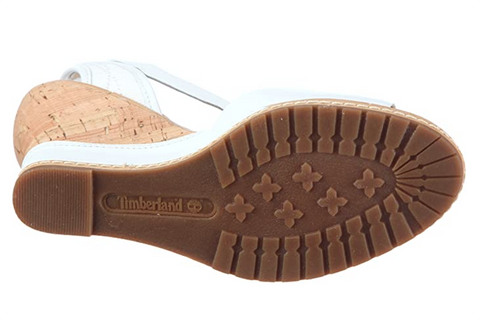 Womens Timberland Maeslin Cork 42680 White Leather Light High Heel Sandals