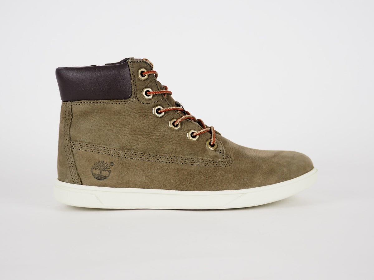 Boys Timberland Groveton 6 Inch A1625 Olive Leather Lace Up Winter Chukka Boots