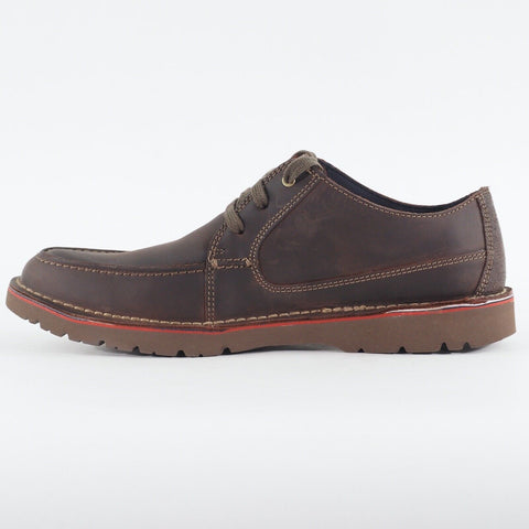 Mens Clarks Vargo Vibe Dark Brown Leather Lace Up Casual Light walking Shoes