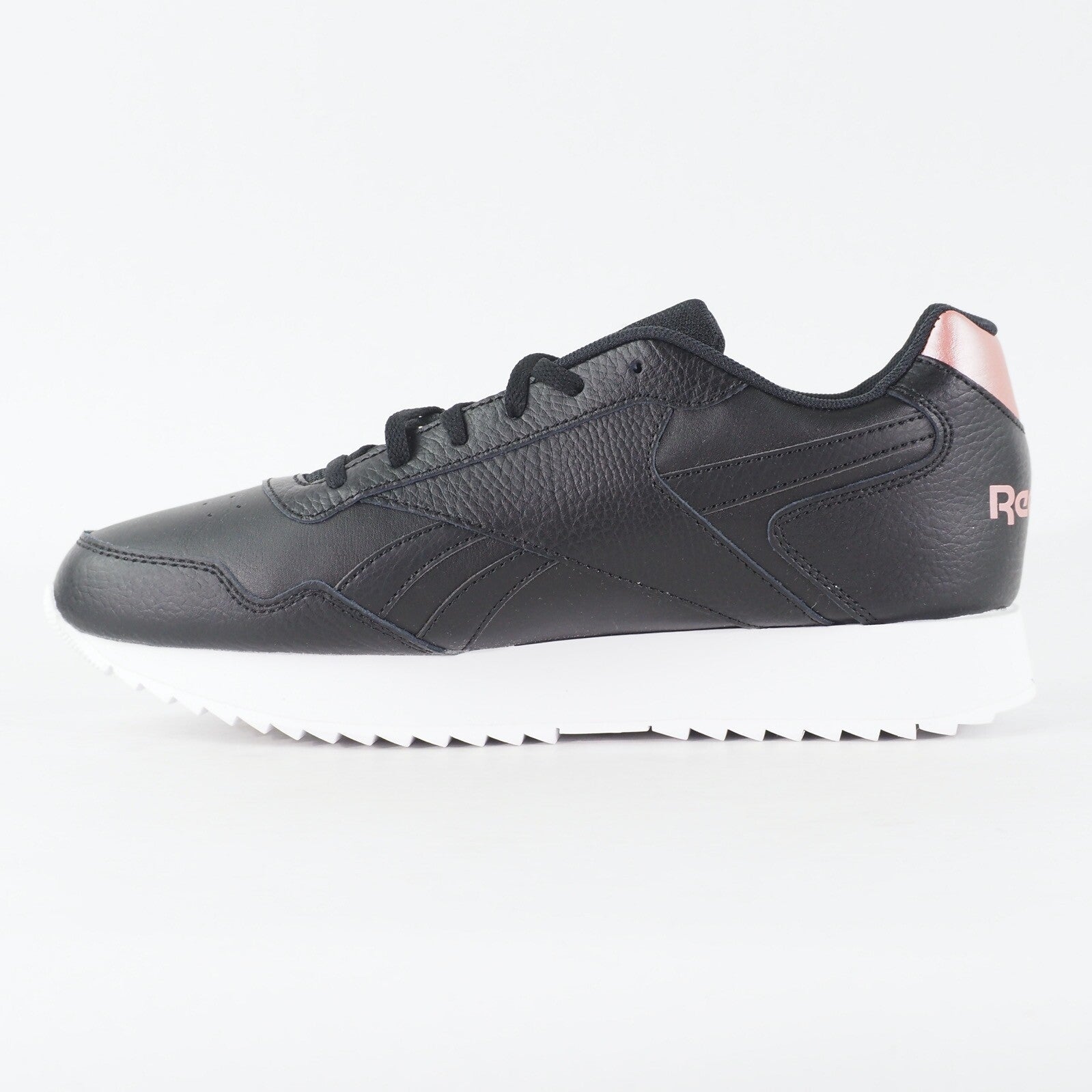 Womens Reebok Glide Ripple Double ID1961 Black Leather Lace Up Casual Trainers