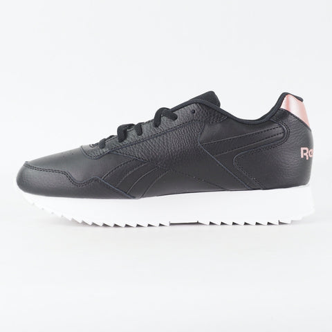 Womens Reebok Glide Ripple Double ID1961 Black Leather Lace Up Casual Trainers