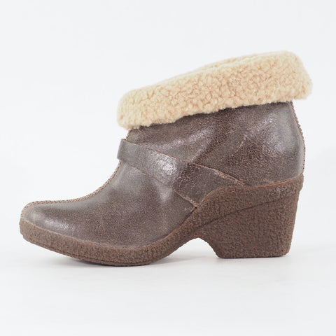 Womens Timberland EK Bayden 17670W Dark Brown Leather Slip On Heeled Ankle Boots