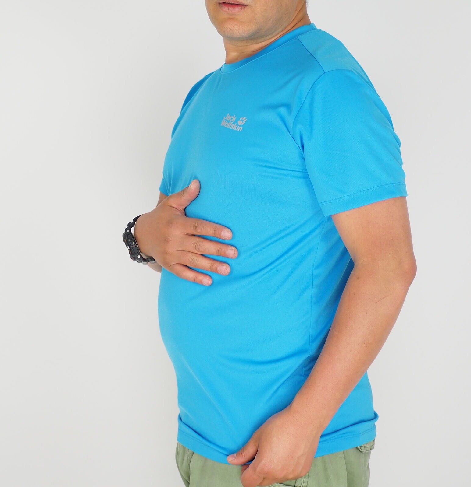 Mens Jack Wolfskin Essential 5011421 Ocean Blue Casual Short Sleeve T Shirt