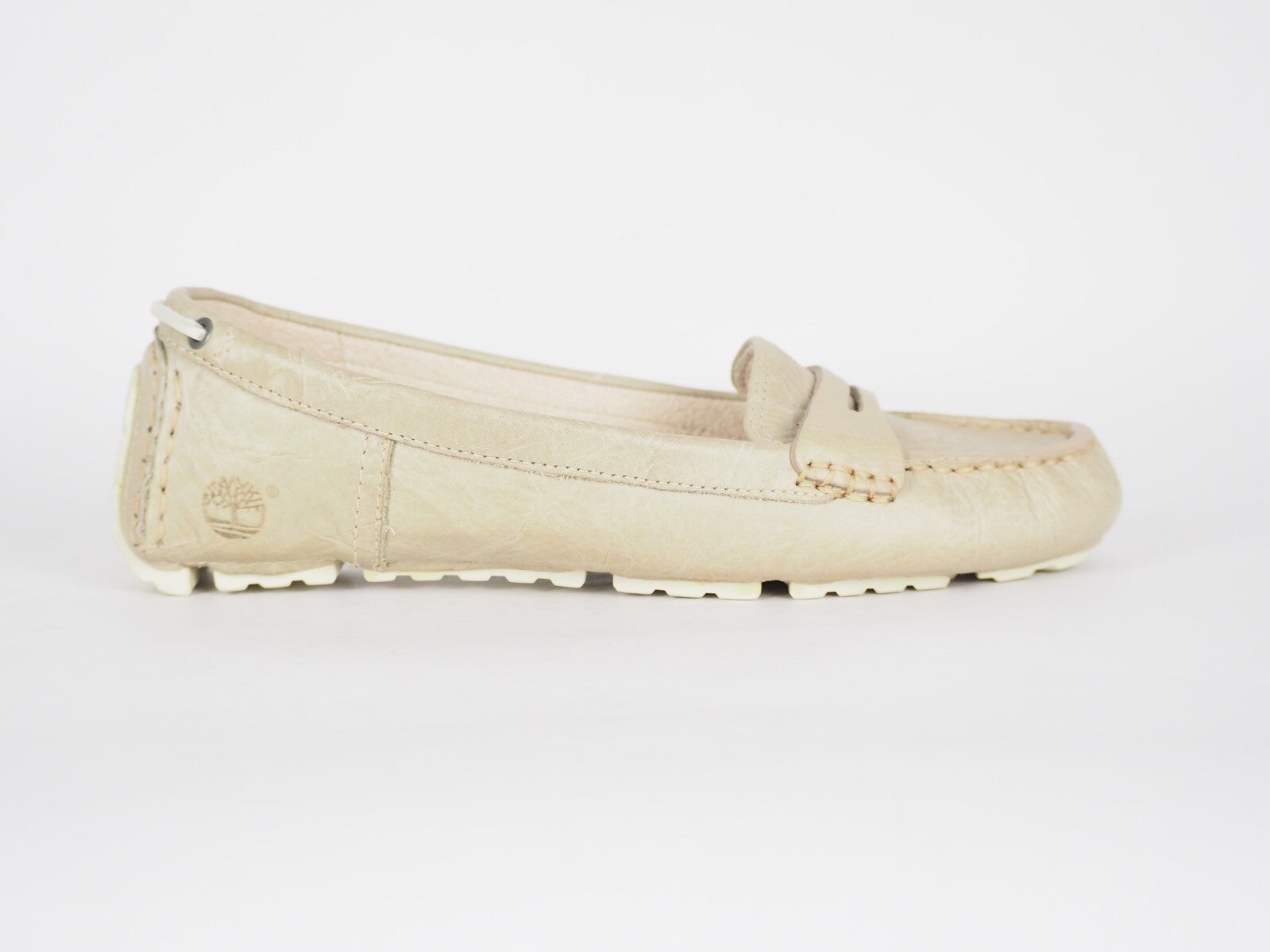 Womens Timberland Classic 27691 Beige Leather Casual Flat Shoes Mocassins