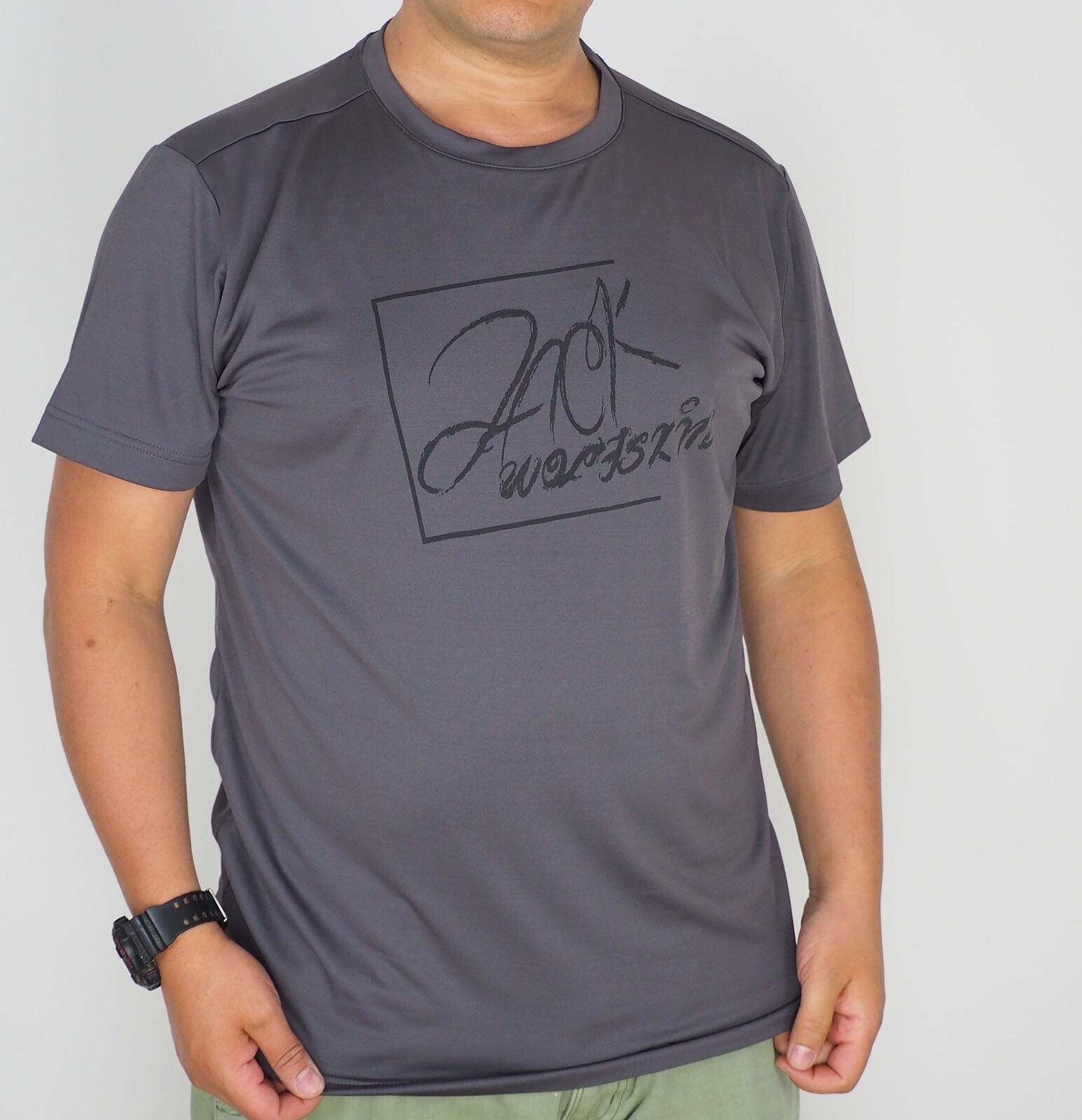 Mens Jack Wolfskin Baselayer 5007841 Dark Steel Short Sleeve Casual T Shirt