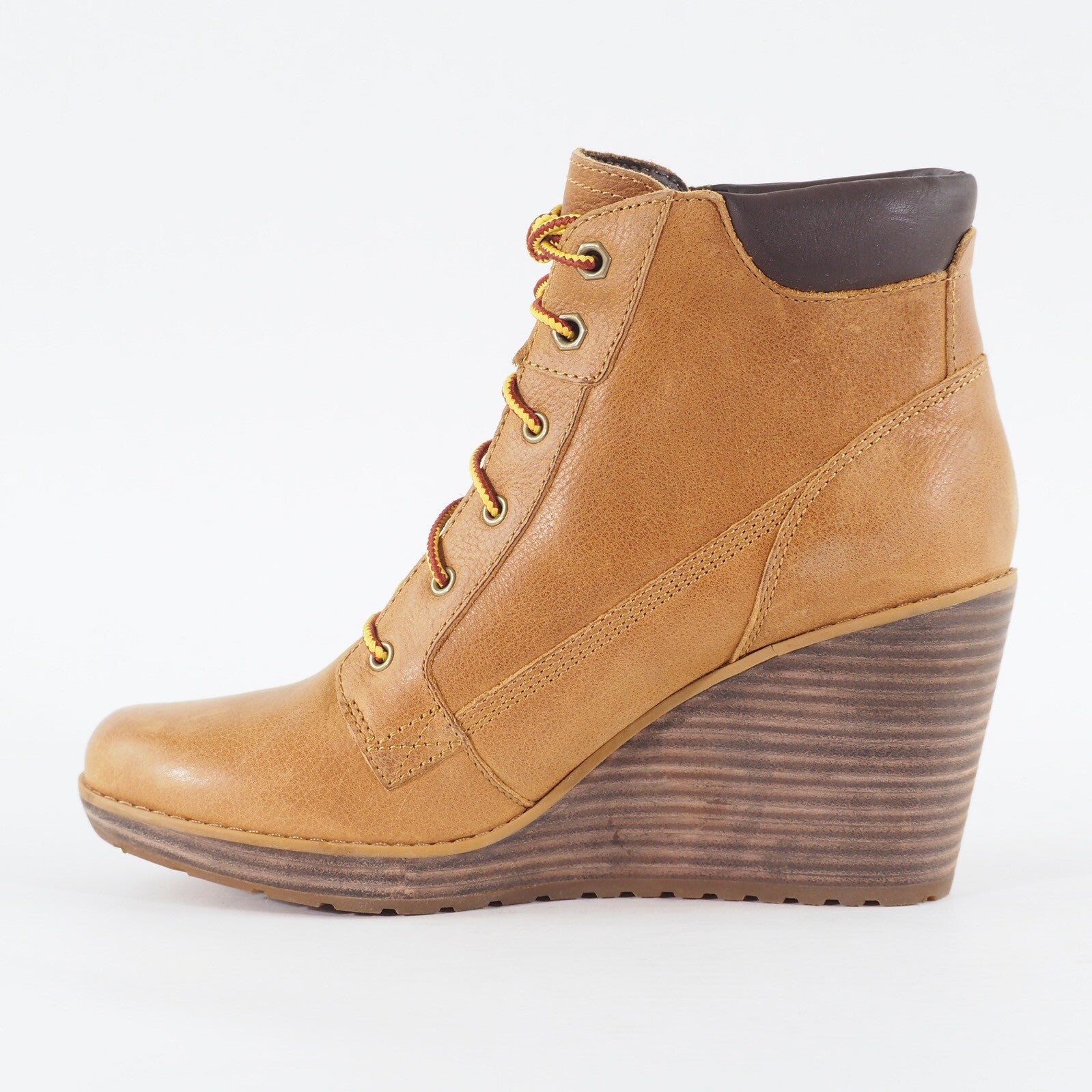 Womens Timberland Meriden A11YS Wheat Brown Leather Lace Up Heeled Ankle Boots