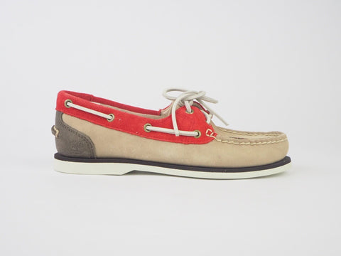 Womens Timberland EK Classic 8861R Red Beige Grey Suede Boat Casual Light Shoes