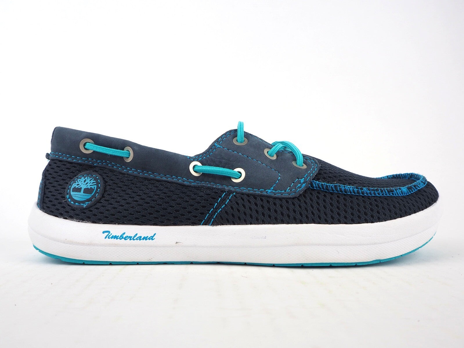 Womens Timberland Mesh 2 Eye Boat 3734A Navy Textile Leather Boat Shoes