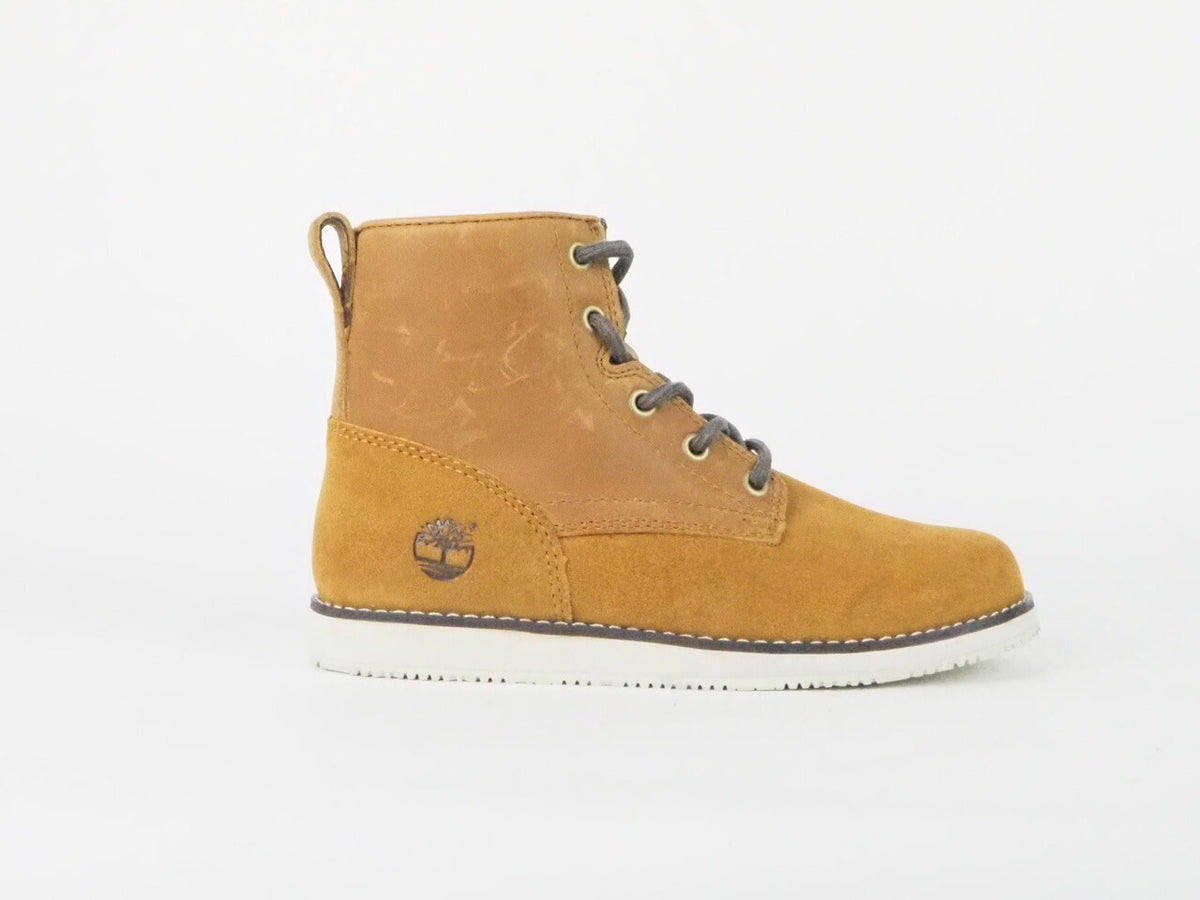 Kids Timberland Chukka A1A2N Brown Leather Lace Up Front Side Zip Boots