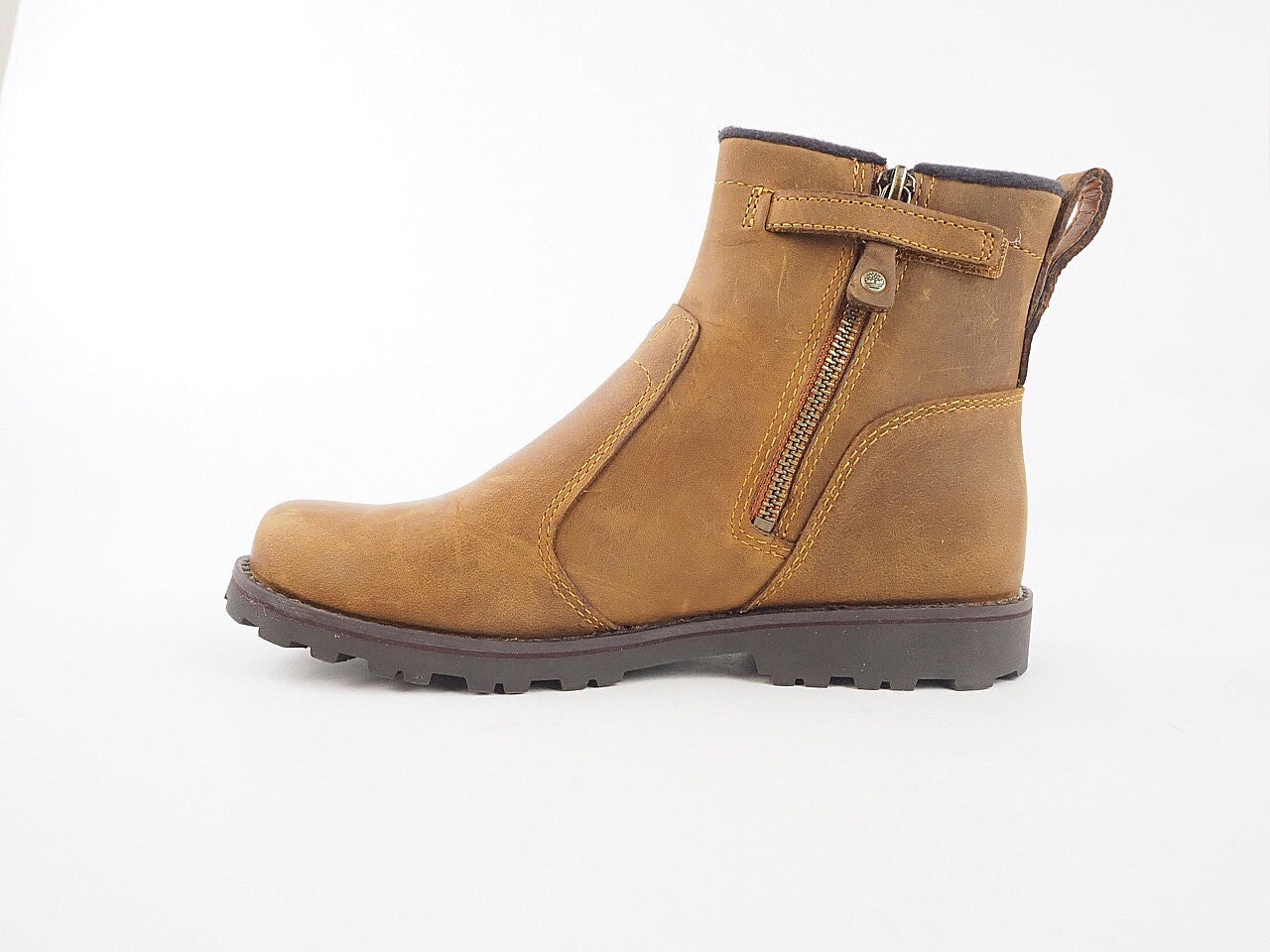 Timberland Asphalt Trail 1391R Brown Leather Casual Shoes Zip Up Chelsea Boots