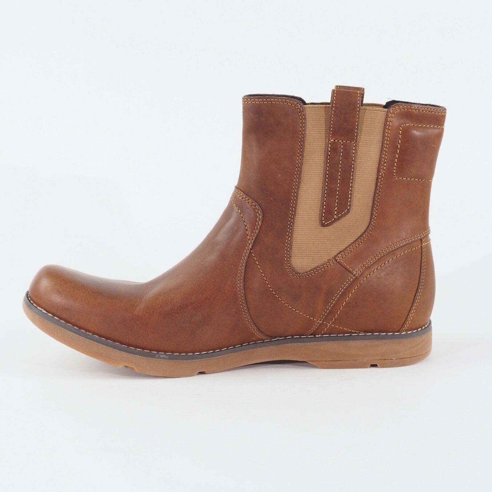 Womens Timberland 8455R Tan Leather Pull On Casual Chelsea Walking Light Boots