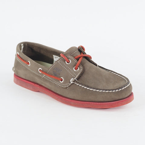 Mens Timberland Classic 2 Eye 6508A Dark Brown Leather Lace Up Casual Boat Shoes
