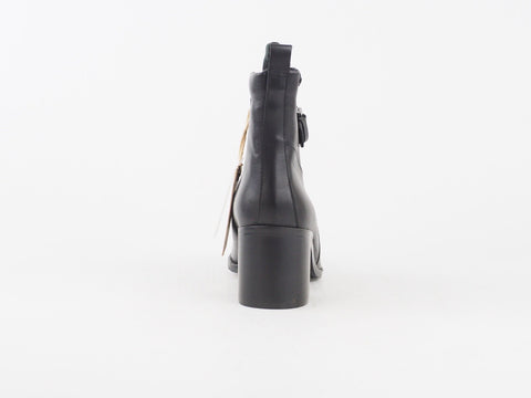 Womens Pepe Jeans Copper Low PLS50077 Black Elegant Leather Zip Up Boots