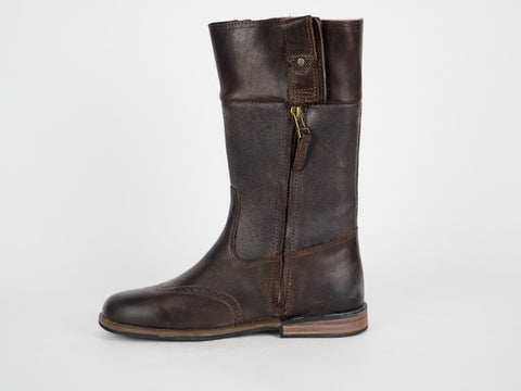 Girls Timberland Brixham Tall Zip 31706 Brown Leather Lace Up Winter Boots