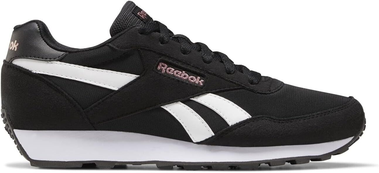 Womens Reebok Rewind Run FX2957 Black White Walking Sports Light Lace Trainers