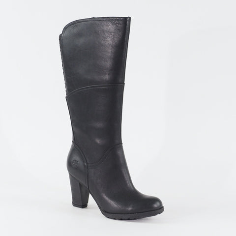Womens Timberland Stratham 8610A Black Leather Zip Side Formal Tall Boots