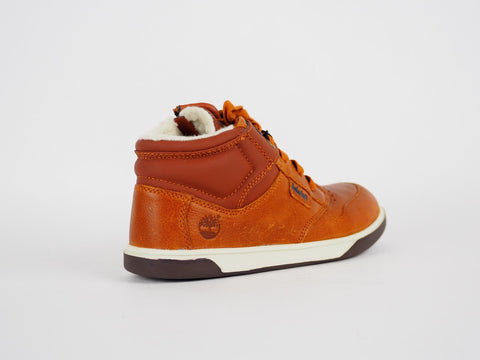 Boys Timberland Groveton A18P7 Brown Leather Warm Lace Up Kids Shoes