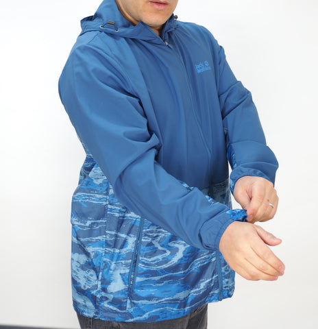Mens Jack Wolfskin Exhalation 5010611 Ocean Wave Light Hooded Windproof Jacket