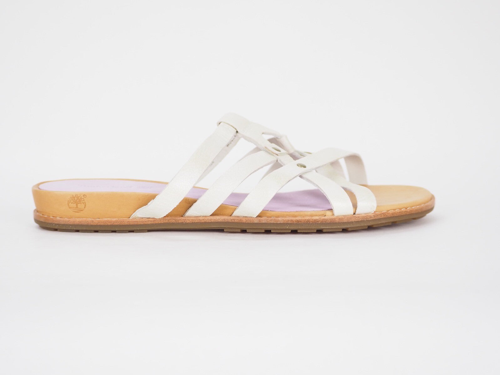 Womens Timberland Knbnk Brds 12677 White Leather Casual Summer Strappy Sliders