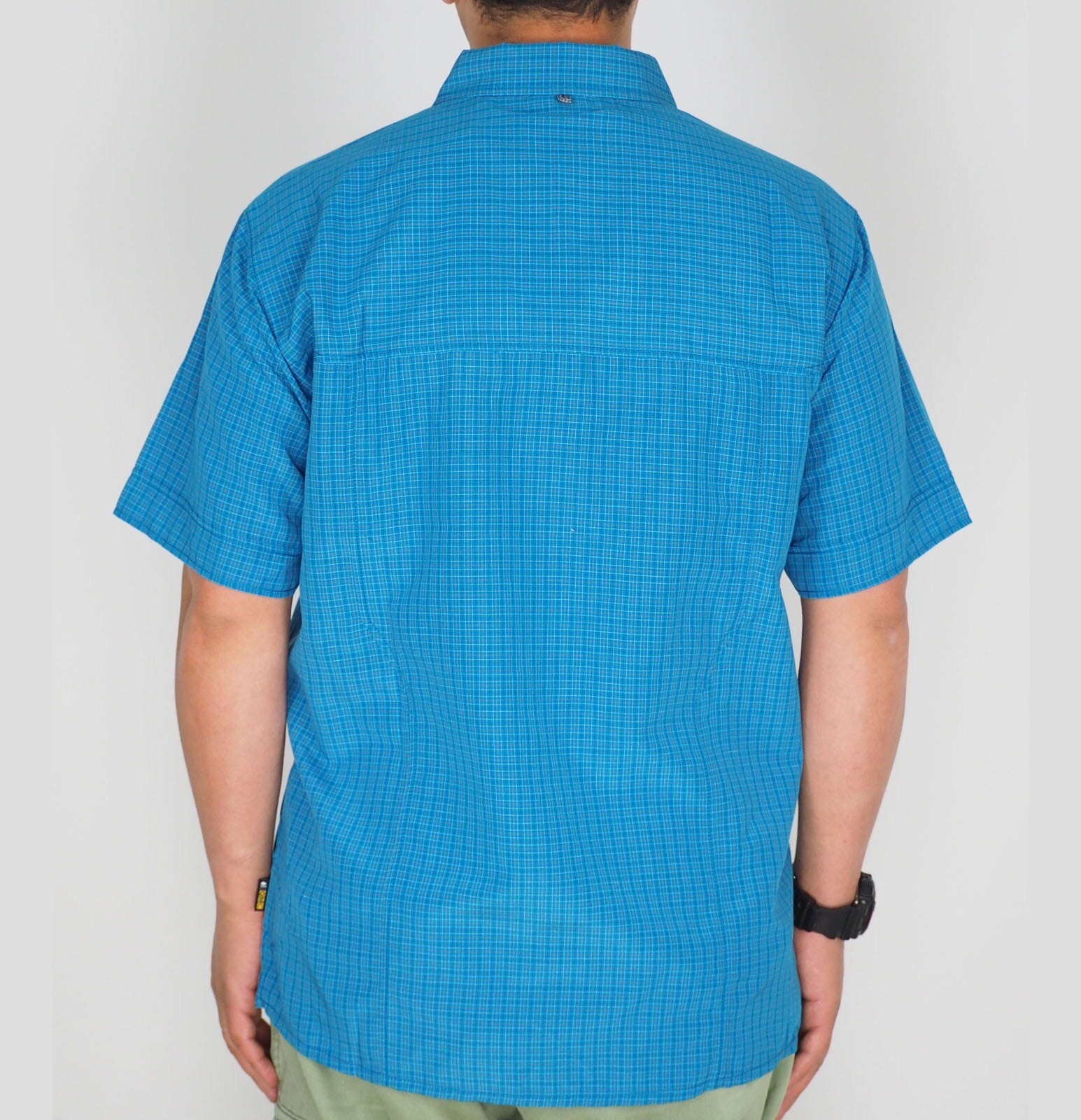 Mens Jack Wolfskin 5009321 Dk Turquoise Checks Short Sleeve Shirt 