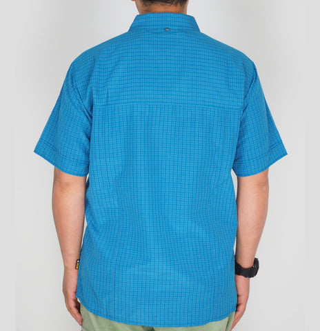 Mens Jack Wolfskin 5009321 Dk Turquoise Checks Short Sleeve Shirt 