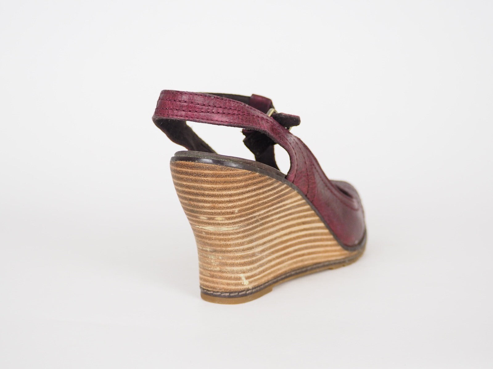 Womens Timberland Maeslin T-Bar 18624 Burgundy Slingback Leather Sandals UK 6.5
