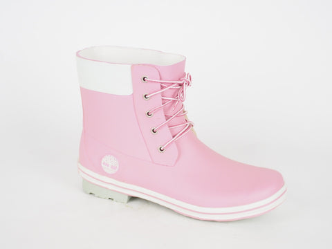Girls Timberland 6 Inch 89913 Pink Wellingtons Lace Up Rain Wellies