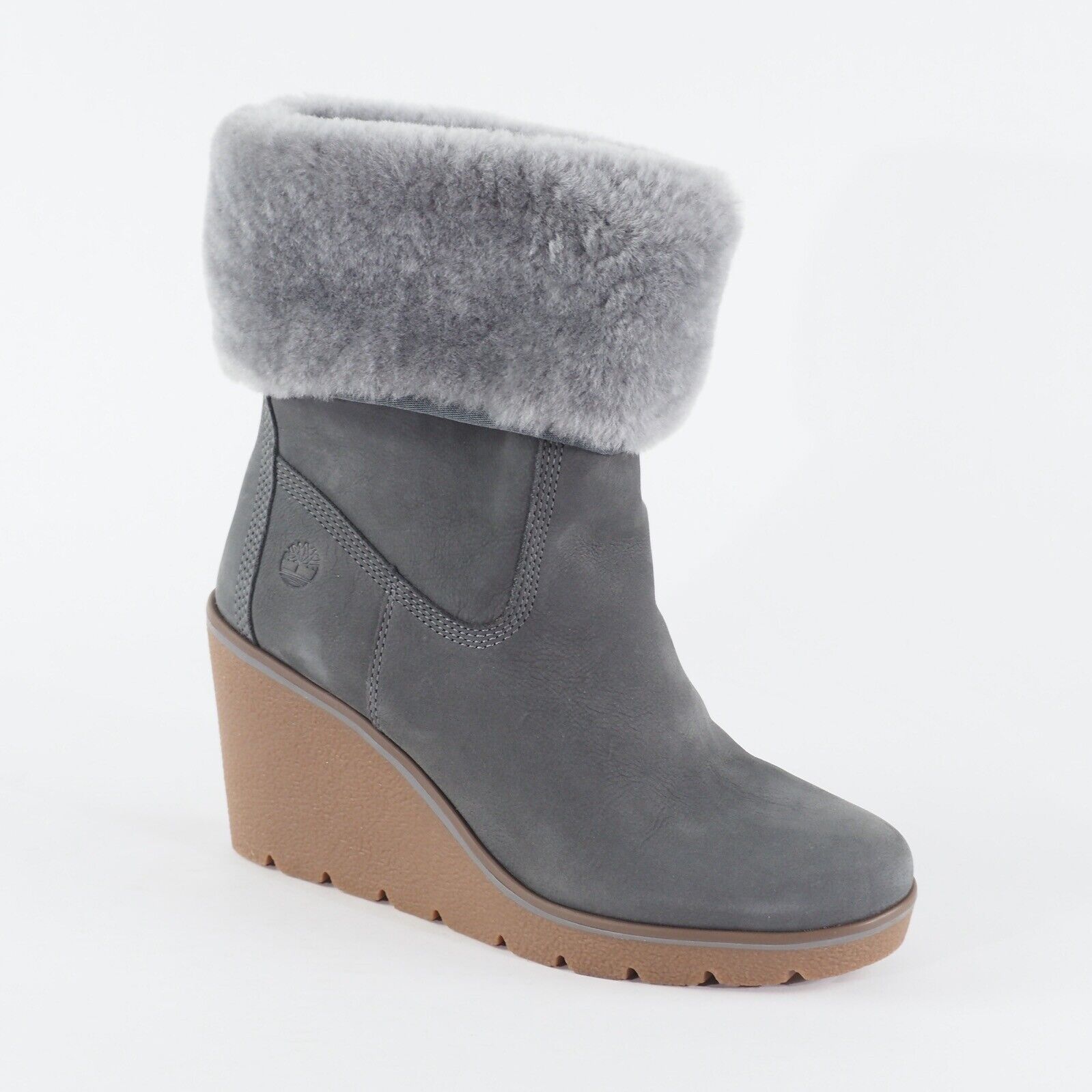 Womens Timberland Paris Heig A21NY Grey Leather Zip Up Side Snow Boots