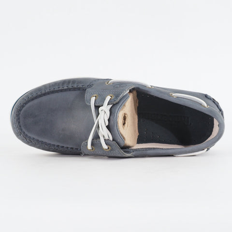 Mens Timberland Classic 2 Eyed 29588 Navy Blue Leather Lace Up Casual Boat Shoes