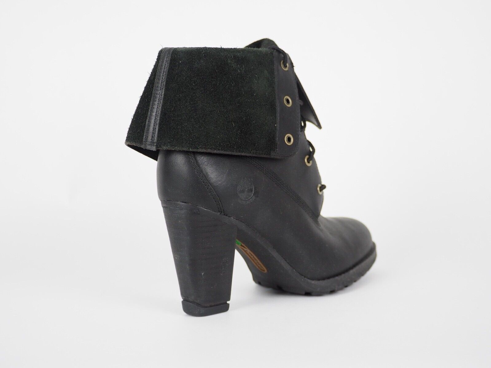 Womens Timberland EK Strap 8622A Black Leather Fold On High Heel Winter Boots