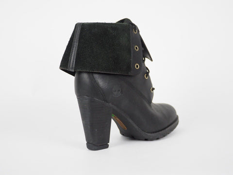 Womens Timberland EK Strap 8622A Black Leather Fold On High Heel Winter Boots