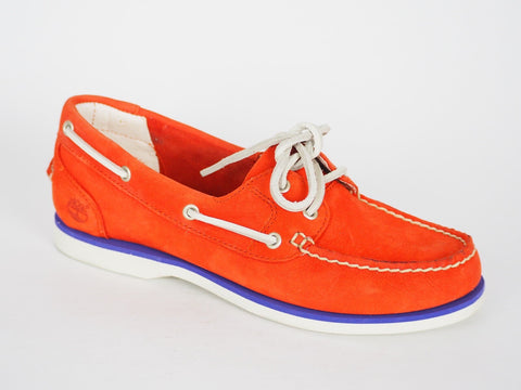 Womens Timberland EK Classic 2 Eye 8860R Orange Leather Boat Shoes UK 5