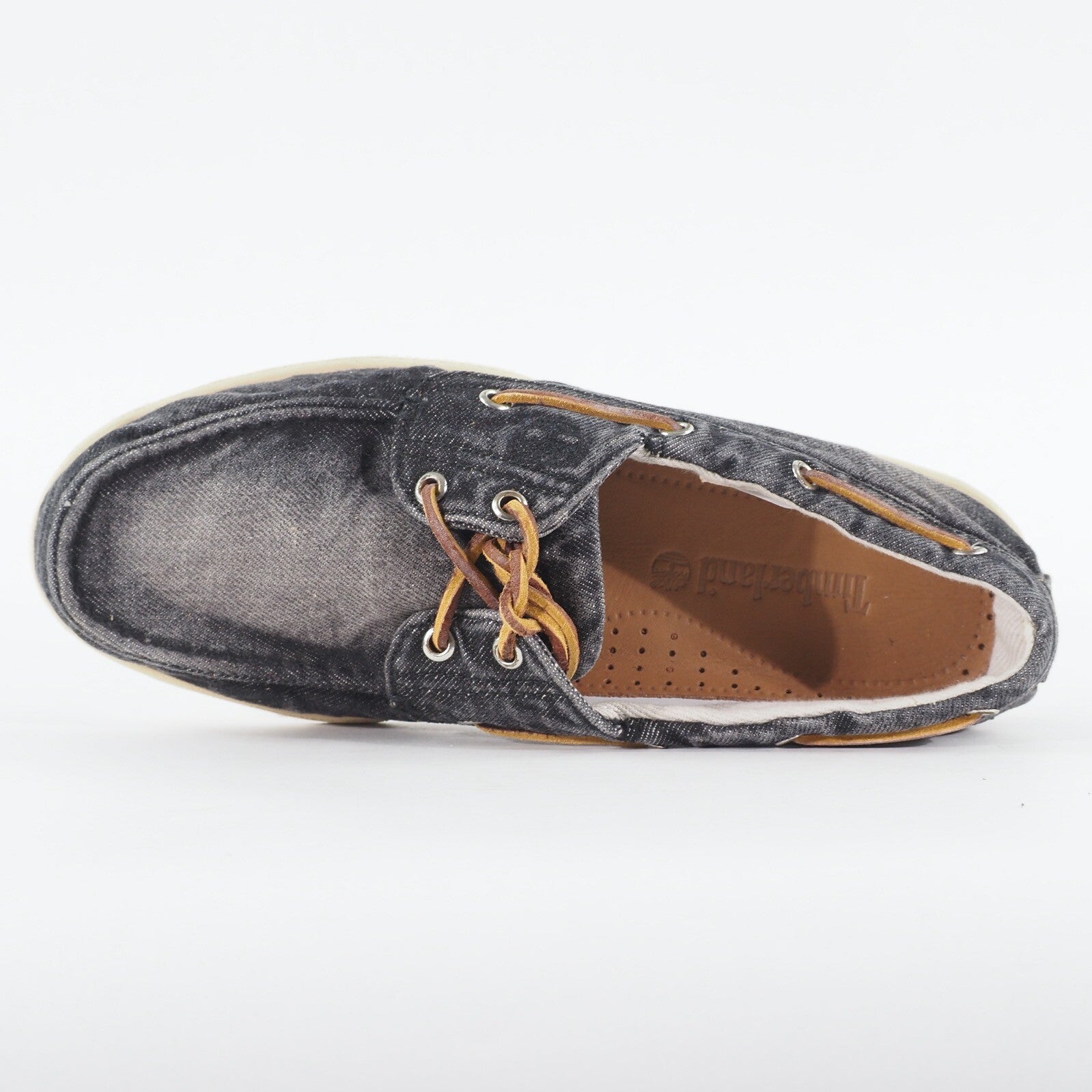 Mens Timberland Classic 6751B Grey Denim Lace Up Casual Boat Shoes