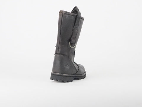 Kids Timberland Mid Biker 80848M Black Leather Girls Zip Up Boots