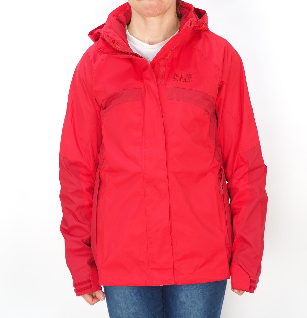 Womens Jack Wolfskin Topaz 5005471 Red Fire Zip Up Hooded Warm Hiking Jacket
