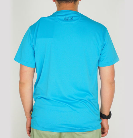 Mens Jack Wolfskin Baselayer 5007841 Turquoise Print Short Sleeve Casual T Shirt