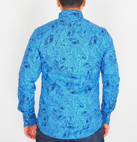 Mens The Original Ben Sherman MA1270M Paisley Alaskan Blue The Beatles Shirt