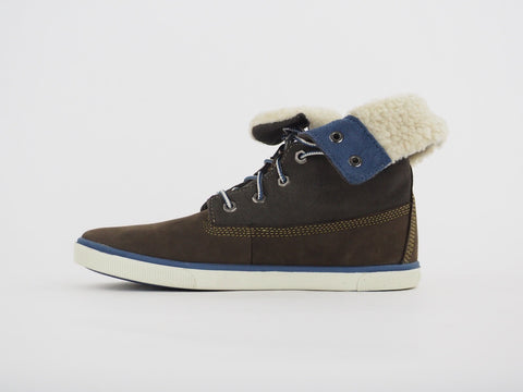 Timberland Deering 8793R Dark Brown Winter Shoes Leather Fold Cotton In Boots
