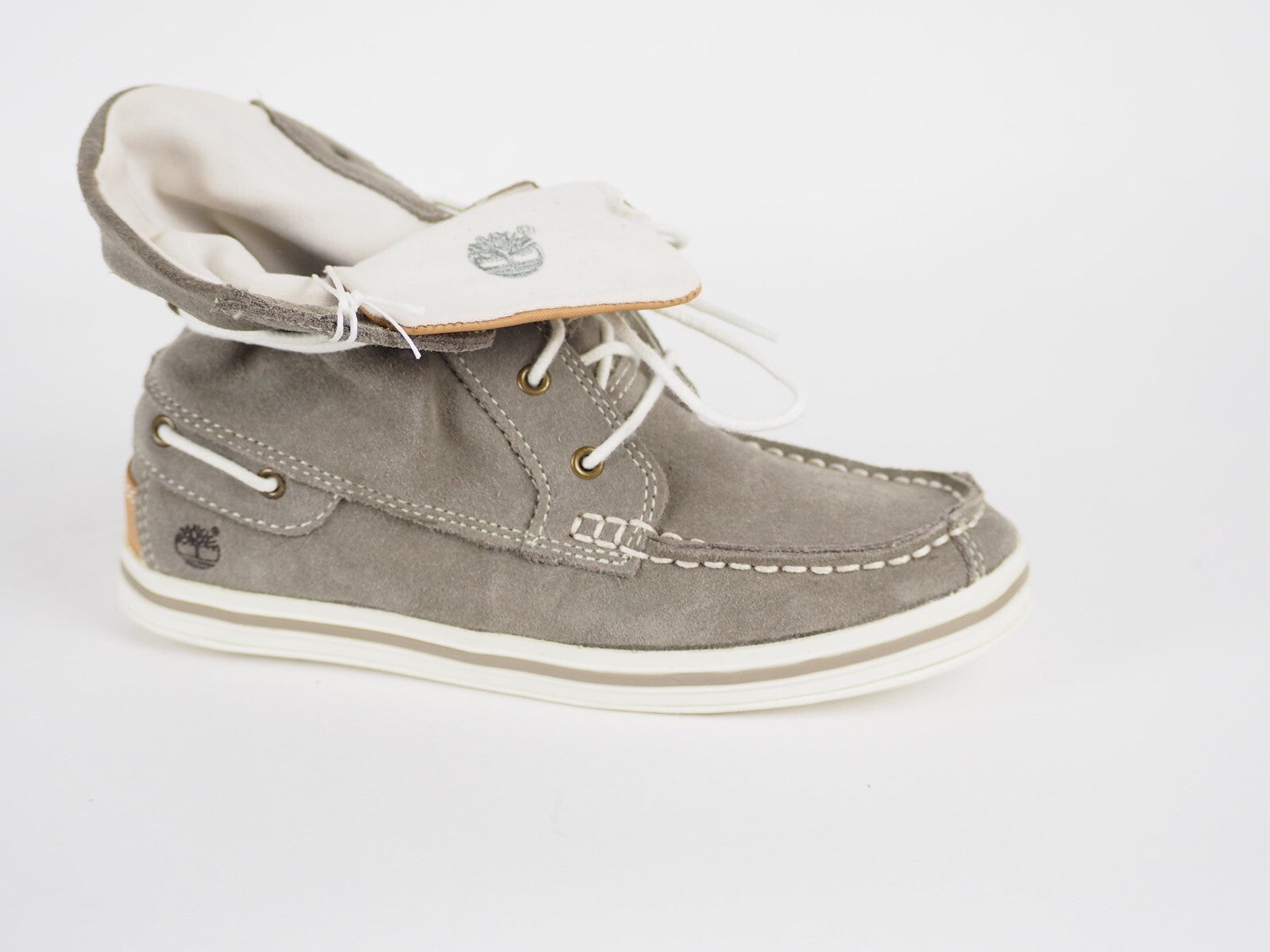 Boys Timberland Casco Bay 4470R Grey Leather Casual Roll Top Shoes Kids Boots