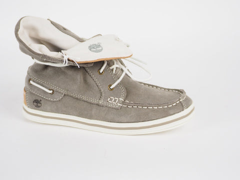 Boys Timberland Casco Bay 4470R Grey Leather Casual Roll Top Shoes Kids Boots