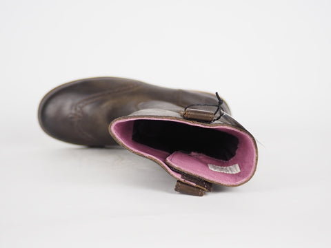 Girls Timberland Brixham Tall Zip 31706 Brown Leather Lace Up Winter Boots